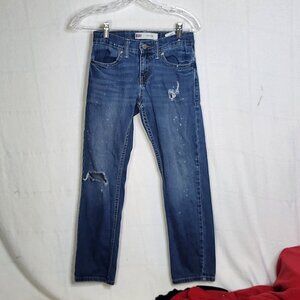 Levi's 511 Slim Fit Blue Stretch Denim Adj Waist Distressed Painted Kid Jean 10R